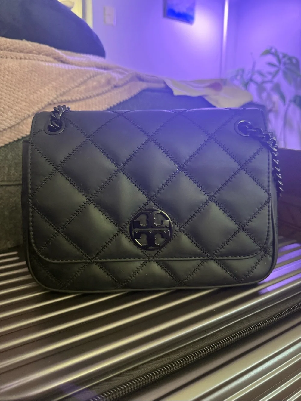 Tory Burch Black Quilted Chain-Shoulder Crossbody